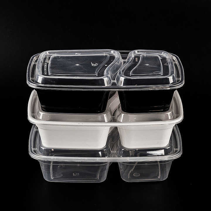 Customized double grid PP plastic disposable lunch takeout box Microwavable Plastic Lunch Bento Box Food Container