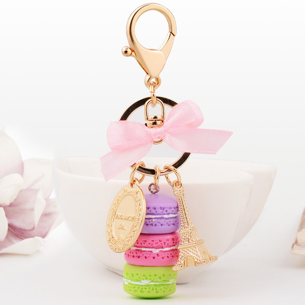 Resin Simulation Food Key chain Women Fashion Bag Pendant ice Cream Macaron Keychain cake dessert keychain eiffel tower keychain