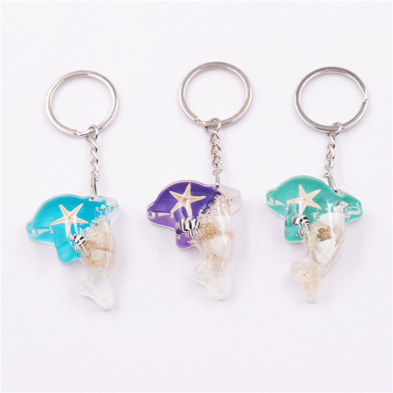 cute dolphin keychain ocean beach travel souvenirs wholesale custom sea animal key chains pendant starfish keyring fish keychain