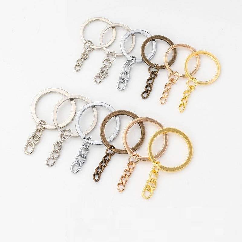 30mm Stainless Steel Split Key Rings Chain 25mm Round Edge Style Metal Key Chains Wholesale Keyring for DIY Keychain Accessories