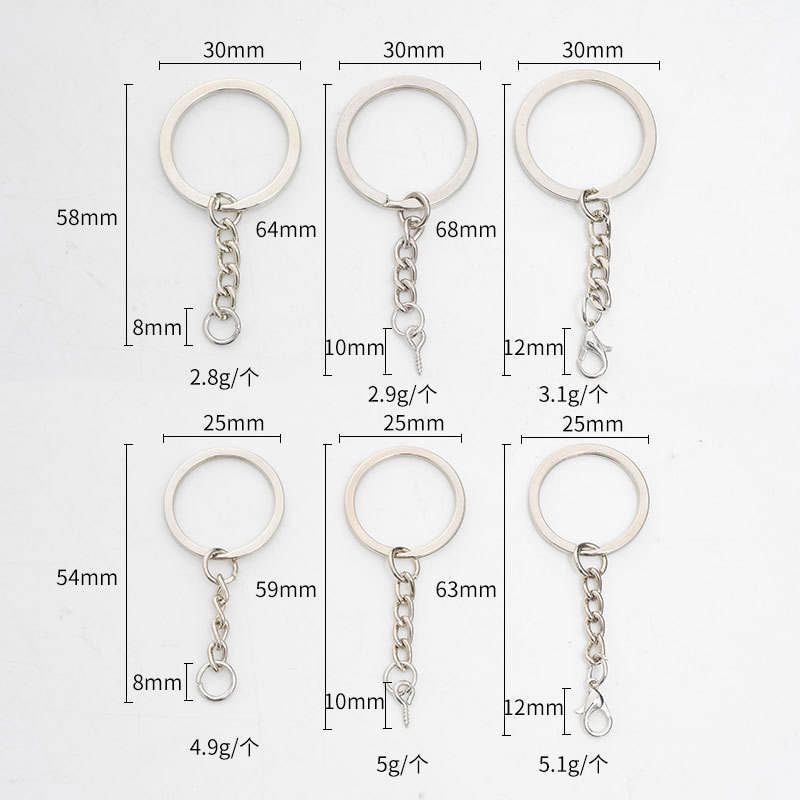 30mm Stainless Steel Split Key Rings Chain 25mm Round Edge Style Metal Key Chains Wholesale Keyring for DIY Keychain Accessories