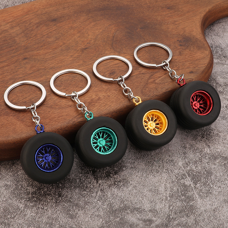 Mini tire Keychain Turbo Turbocharger Rubber Keychain Custom Logo 3D Keyring Pendant Metal Key Chains Silicone F1 Tyre Keychains