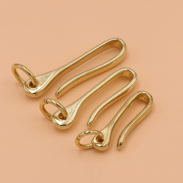 gold plat Keychain Clip Solid U Key Loop Hook Pocket Brass Purse Keychain Ring for Men Women Belt Clip Hook Car metal Key chains