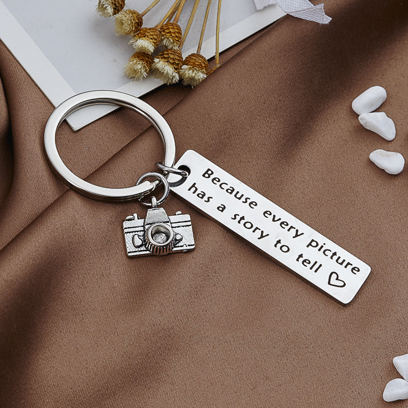 Photographer Keychain Because every picture has a story to tell Camera Charm Pendant keyring Gift key chain mini camera keychain