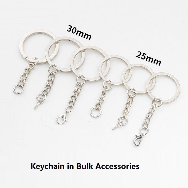 Wholesale 25 30mm Flat keyring jump ring Nickel free alloy keychains ring polished metal ring for keychain in bulk accessory diy