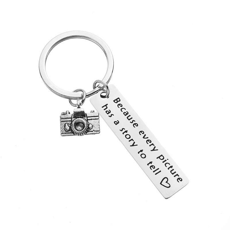 Photographer Keychain Because every picture has a story to tell Camera Charm Pendant keyring Gift key chain mini camera keychain