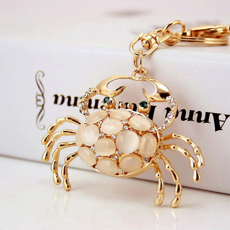 Sea Animal Metal Key Chains Pendant Cute Crystal Rhinestone Keychains Turtle Crab Dolphin Keychain Fashion Women Bag Accessories