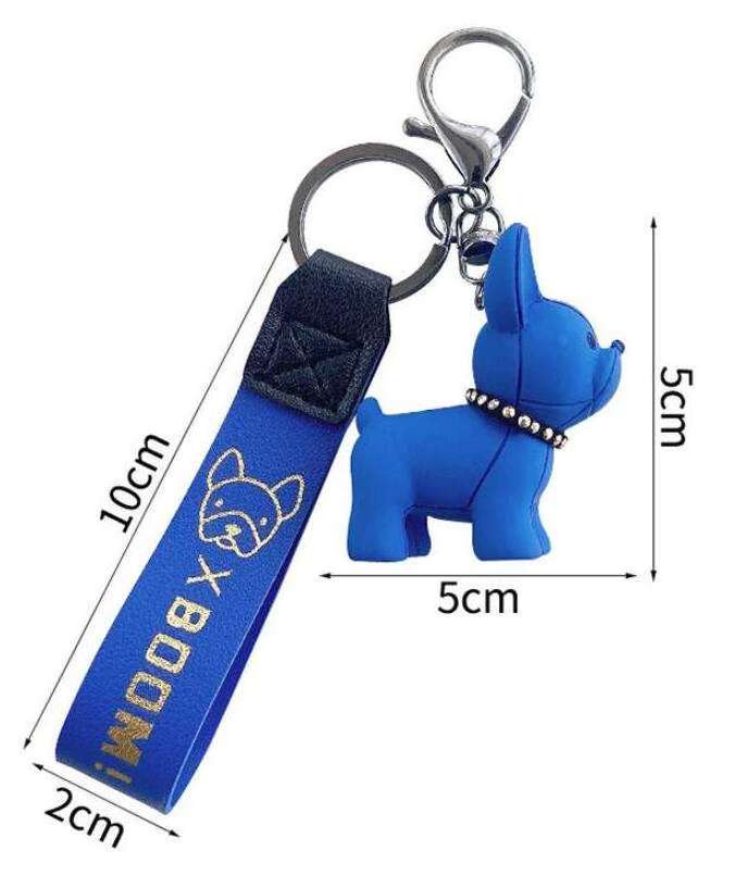 Crystal French Bulldog Keychain Lanyard Rhinestone Leather Strap Dog Keychains french bulldog keychain car bag charm Accessories