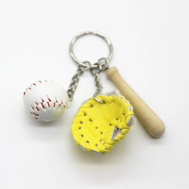 Wholesale Baseball keychain Set Baseball Glove Wooden Bat Pendant Sports Key chains car Key Rings Promotional Base ball keychain