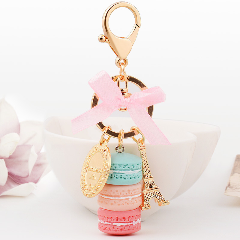 Resin Simulation Food Key chain Women Fashion Bag Pendant ice Cream Macaron Keychain cake dessert keychain eiffel tower keychain