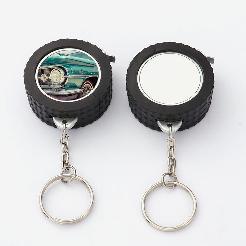 Meter Mini Tape Measurering keychain Portable Sublimation keychain Tire Style telescopic Tape measury tape key chains ring blank