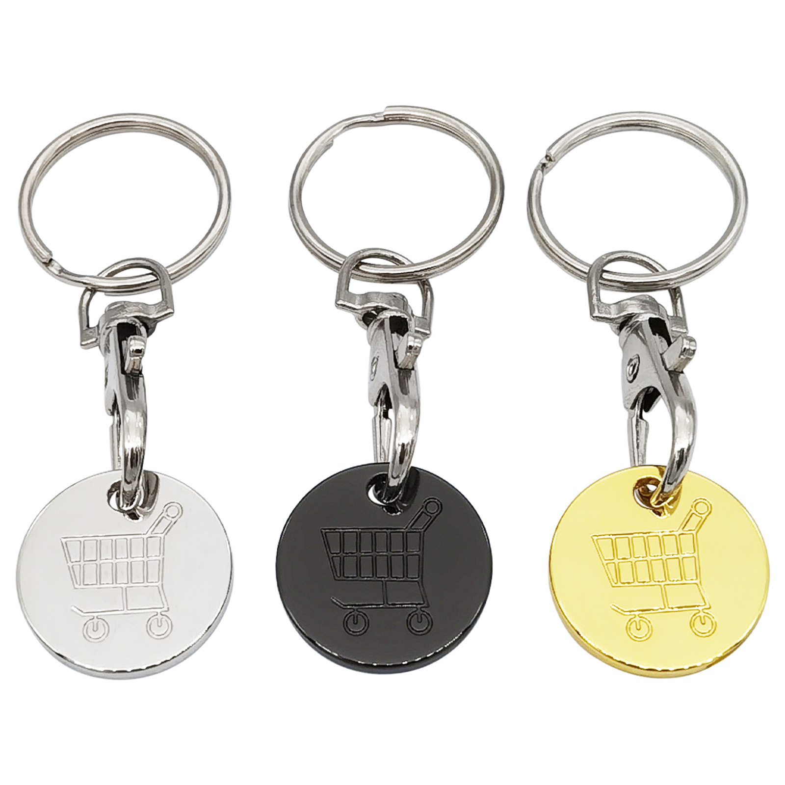 Supermarket Trolley Token metal key chains shopping cart chip trolley token coin keychains Shopping Trolley euro Token Key Rings