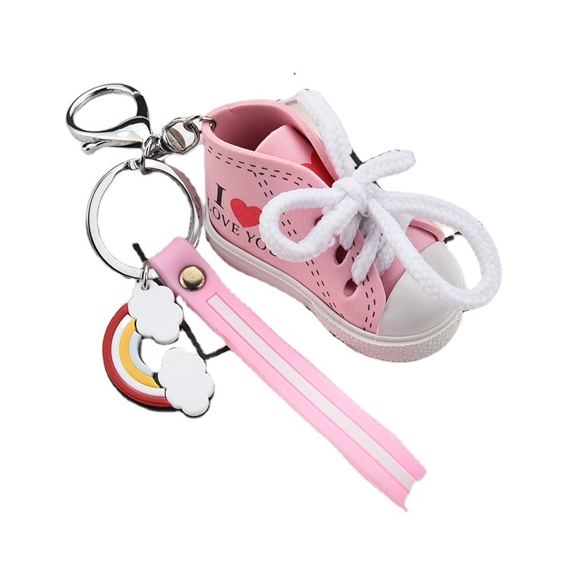 Custom shoes keychain sneaker rainbow I love you Shoes Key chains Popular Personality bag pendant keyring 3D mini Shoes Keychain