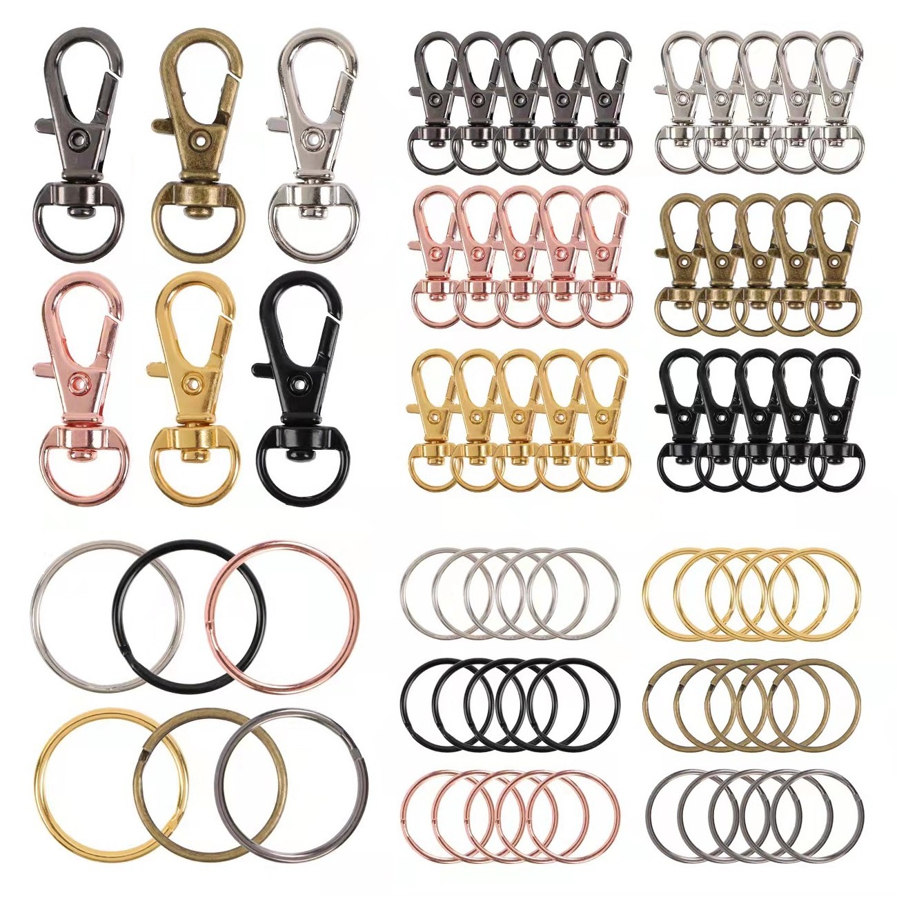 Keychain Hooks with Key Rings Metal Swivel Lobster Claw Clasps metal key ring for toys garment bags accessory Keychain Ring Clip