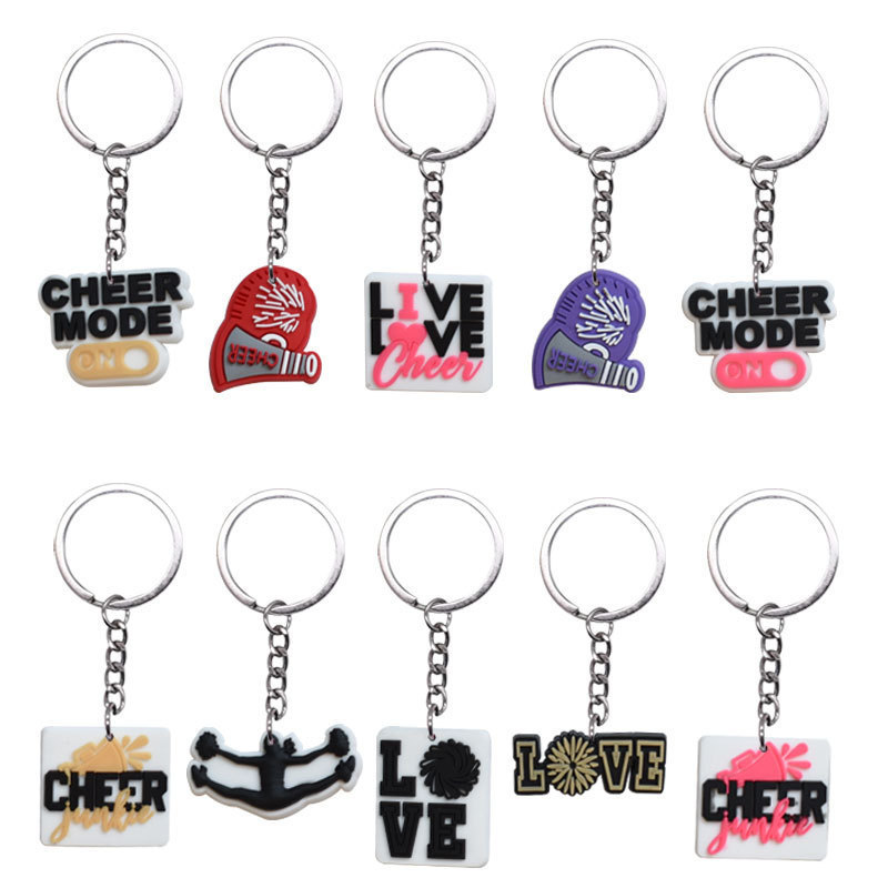 Trendy Sporty Cheer Up Trumpet Cheerleaders PVC cartoon Keyring one Pendant Gift Cheerleading Keychain backpack buckle Bag Charm