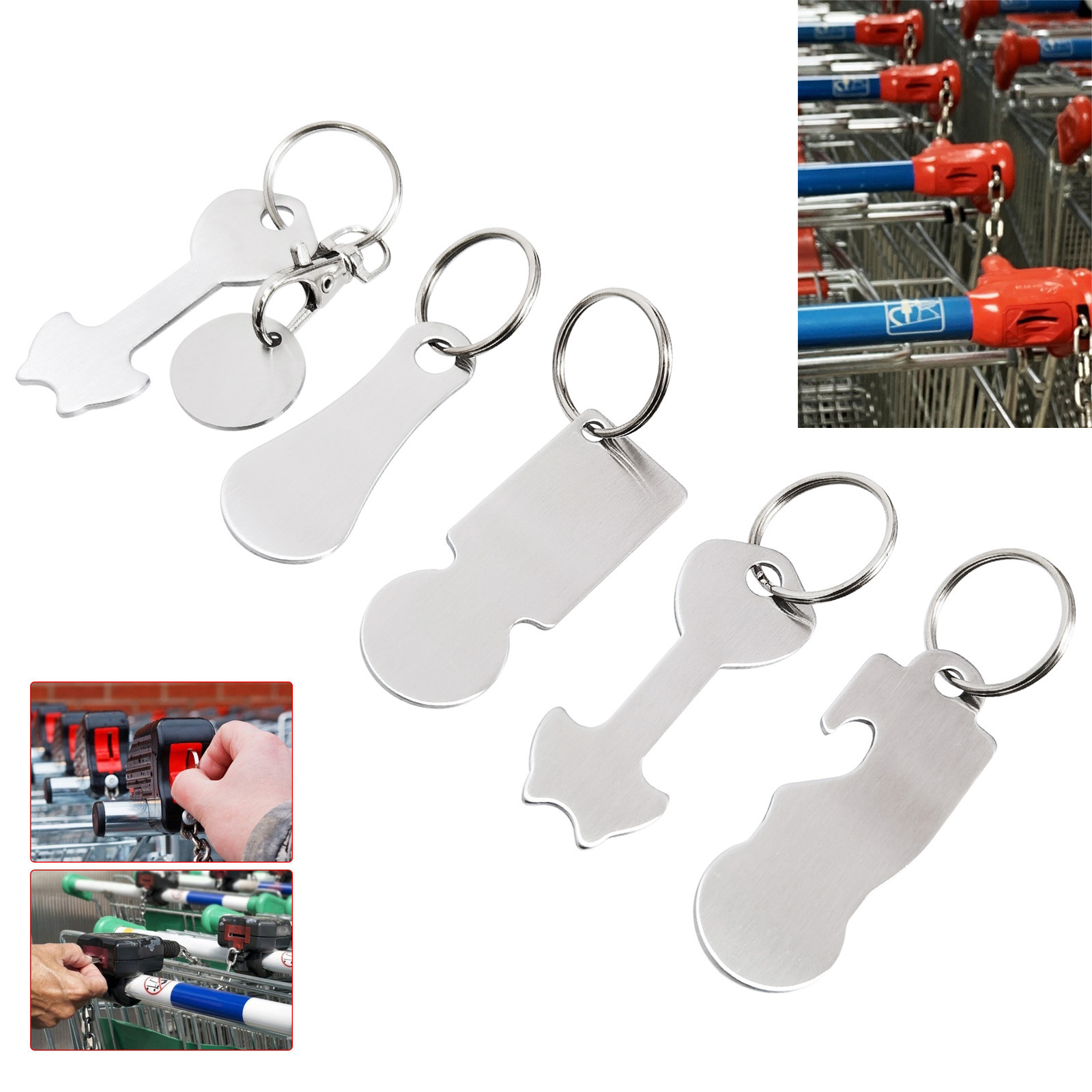 Supermarket Trolley Token metal key chains shopping cart chip trolley token coin keychains Shopping Trolley euro Token Key Rings