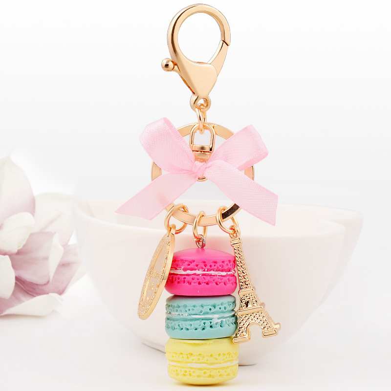 Resin Simulation Food Key chain Women Fashion Bag Pendant ice Cream Macaron Keychain cake dessert keychain eiffel tower keychain