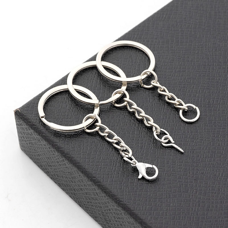 Wholesale 25 30mm Flat keyring jump ring Nickel free alloy keychains ring polished metal ring for keychain in bulk accessory diy