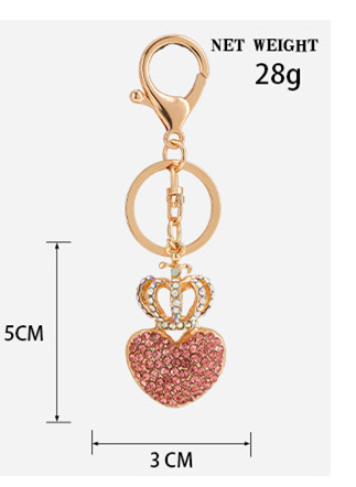 Crystal Rhinestone Crown Keychain Heart key rings Love Crown Crystal Keychain metal Key Chains Bag charm pendant diamond keyring