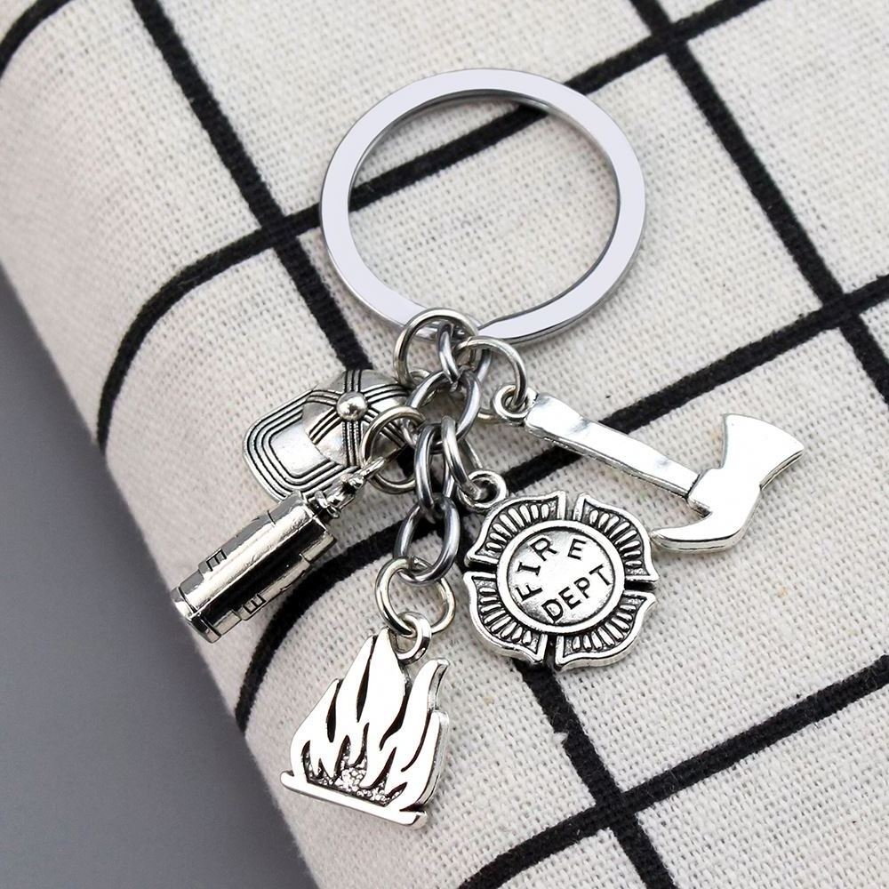 Fire Extinguisher Flame Keychain Firemen Fire hero key ring Fashion Other Firefighter Gift jewellery firefighter metal key chain