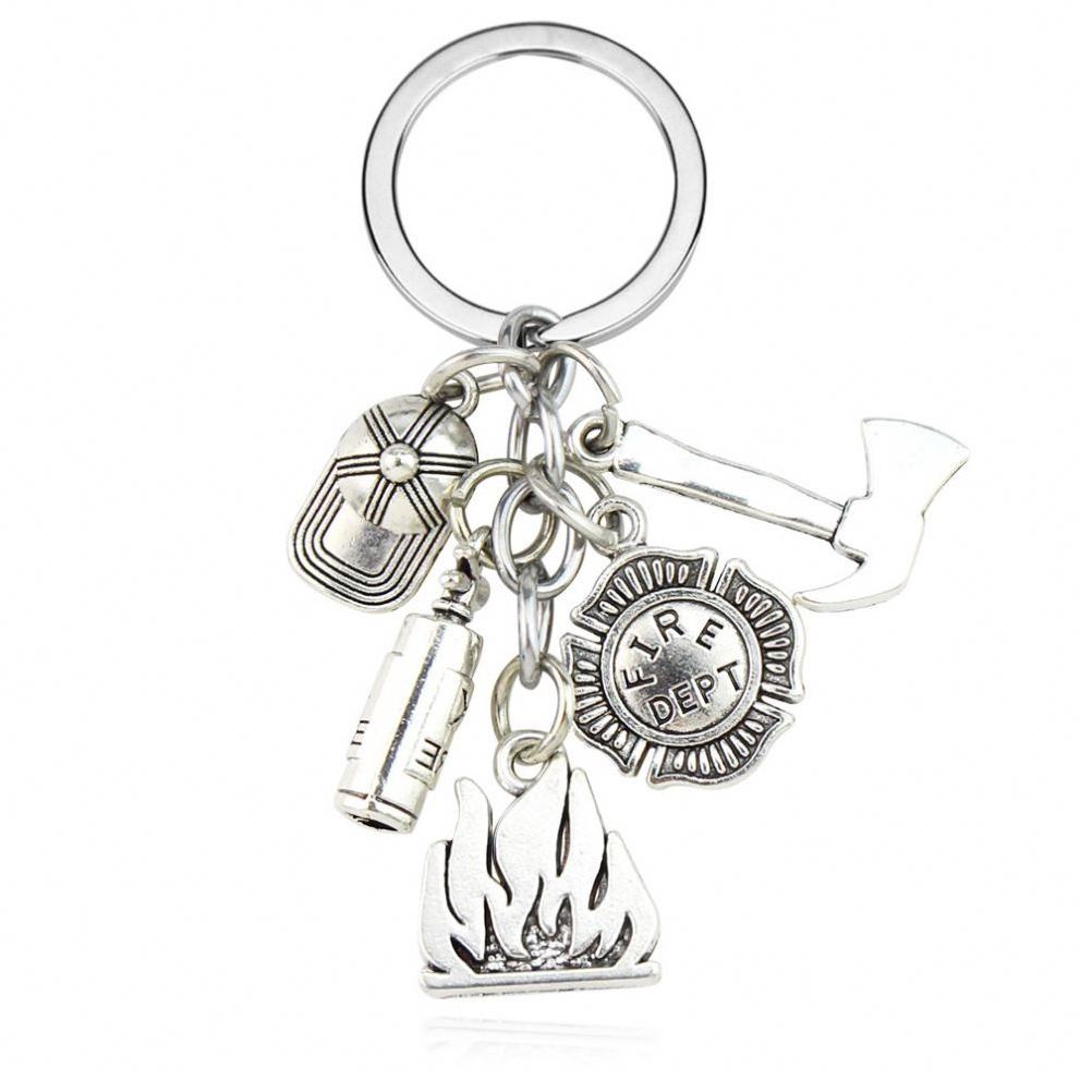 Fire Extinguisher Flame Keychain Firemen Fire hero key ring Fashion Other Firefighter Gift jewellery firefighter metal key chain