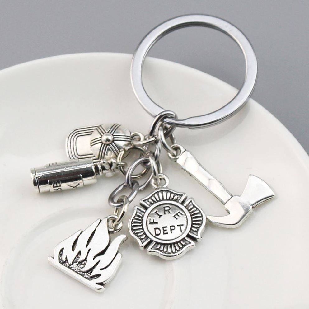 Fire Extinguisher Flame Keychain Firemen Fire hero key ring Fashion Other Firefighter Gift jewellery firefighter metal key chain