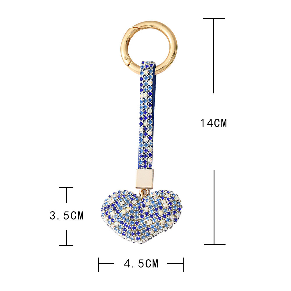 Lovers Key Rings Gift Bling Crystal Rhinestone Couples Key chains Fashion Peach Heart Shape Keychain Full Diamond Heart Keychain