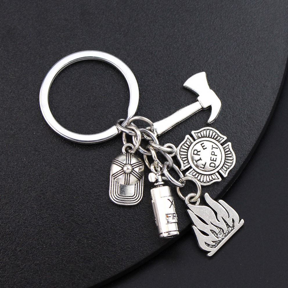 Fire Extinguisher Flame Keychain Firemen Fire hero key ring Fashion Other Firefighter Gift jewellery firefighter metal key chain