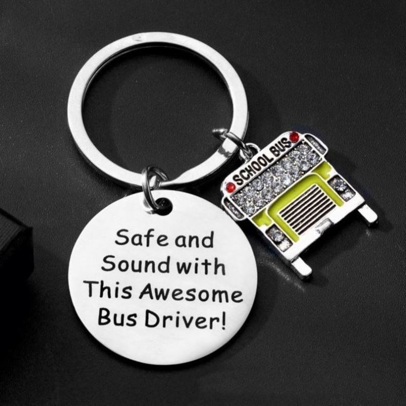 fashion School Bus Keychain Driver Appreciation Gift School Bus Keychain Drive Safe Key ring Thank You Jewelry Gift for Birthday