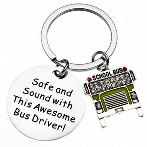 fashion School Bus Keychain Driver Appreciation Gift School Bus Keychain Drive Safe Key ring Thank You Jewelry Gift for Birthday