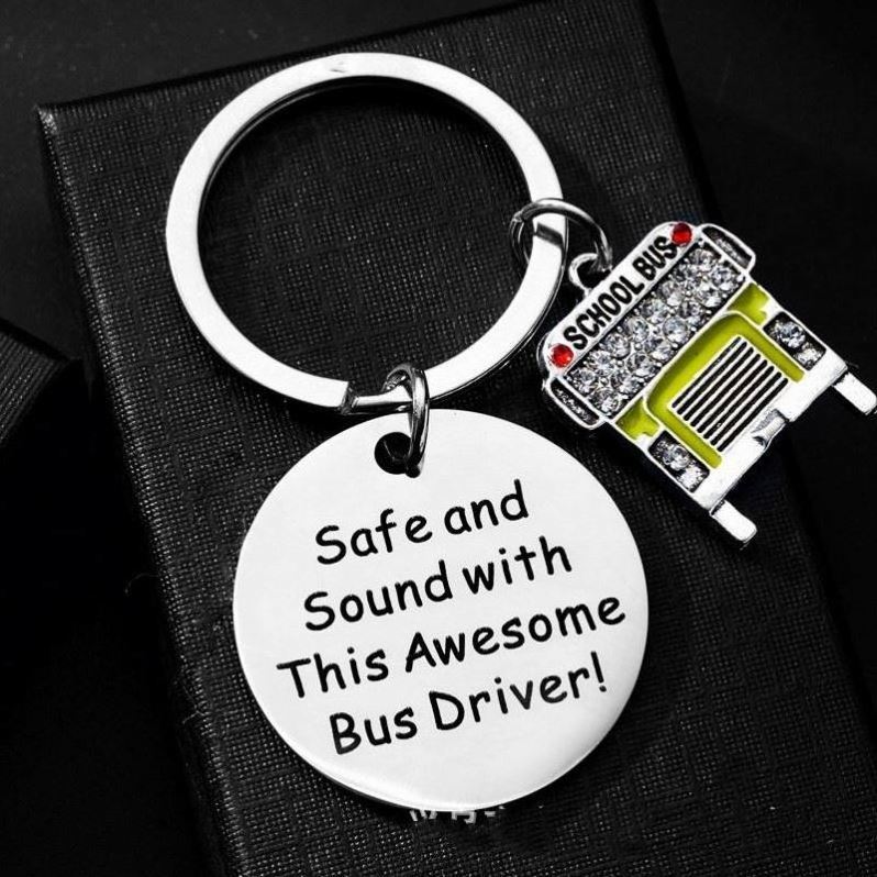 fashion School Bus Keychain Driver Appreciation Gift School Bus Keychain Drive Safe Key ring Thank You Jewelry Gift for Birthday