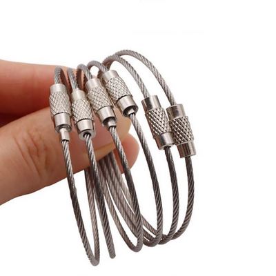 Stainless Steel Wire Keychain Cable Key Ring for Outdoor Hiking screw stainless steel wire rope cable keyring Luggage Tags Twist