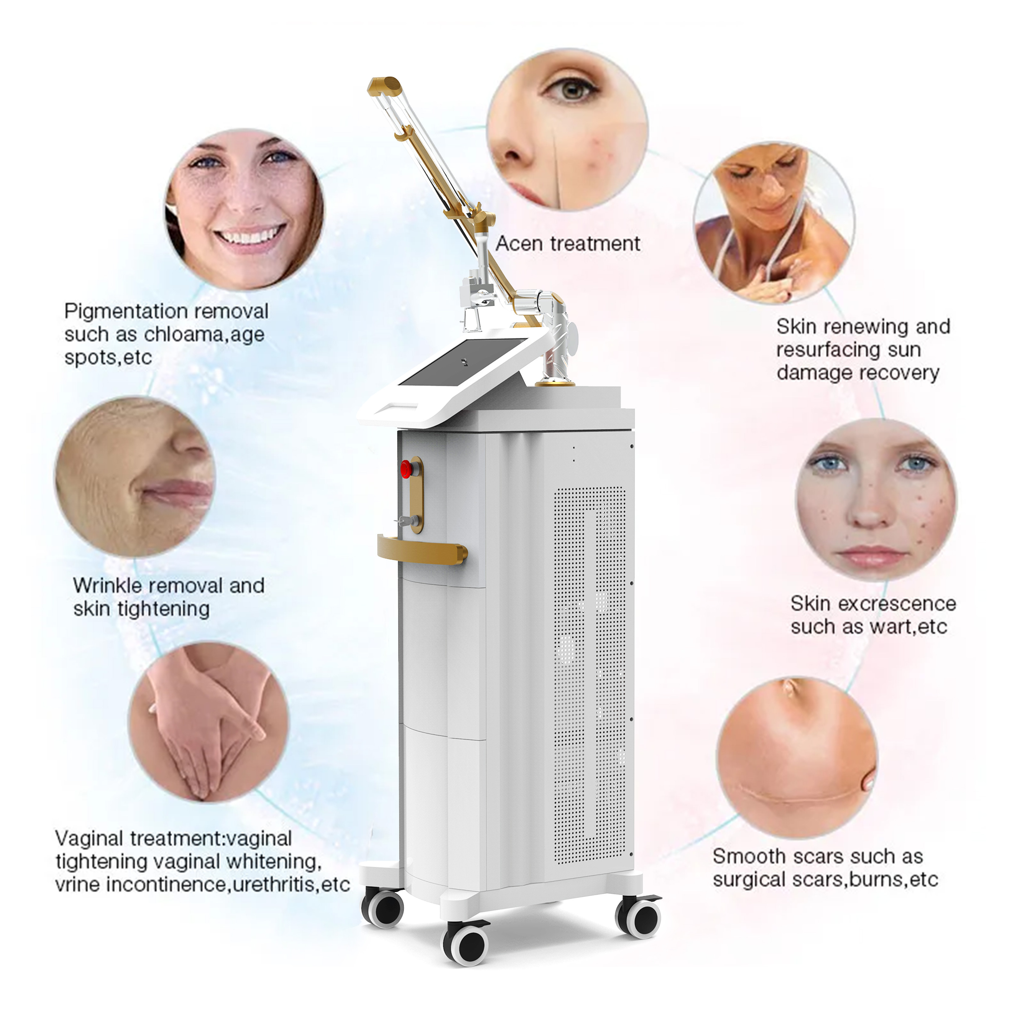 KM Laser Korea TUBE 10600nm Fractional Co2 Laser Acne removal Skin rejuvenation co2 fractional laser with TUV