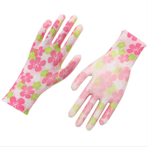 PU coated palm work nylon gloves gardening work ladies breathable dipped rubber gloves labor insurance gloves