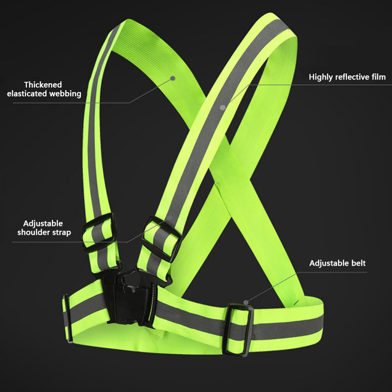 Safety Traffic Vest For Running/walking/cycling Safety Vest Belt High Visibility Night  Reflective Chest Reflective Safety Belt