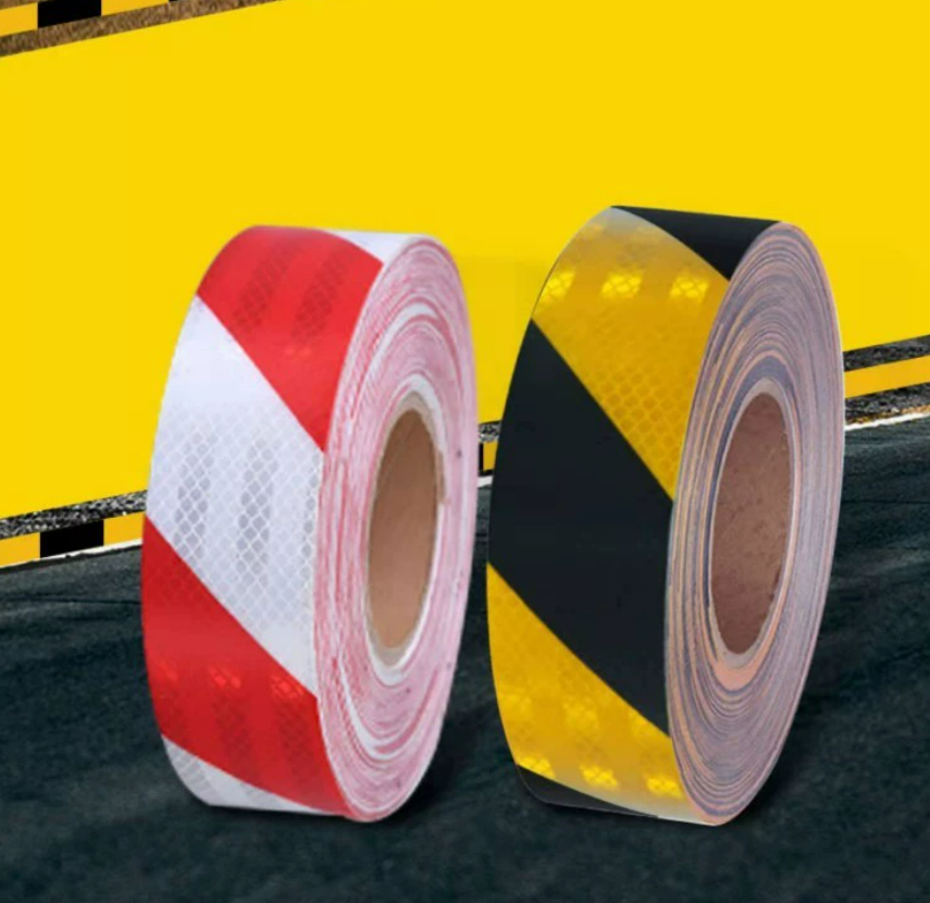 5cm Red white Warning reflective film Intensity Prismatic Conspicuity Marking Vinyl Safety Sticker Retro Reflective Tape