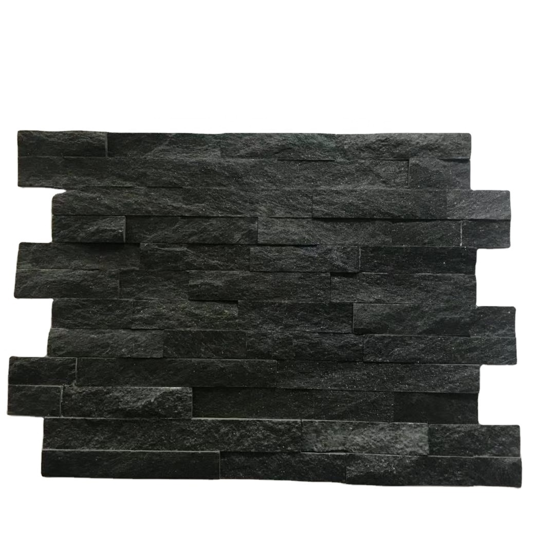 cheap sale natural black slate stacked stone decor wall panels veneer