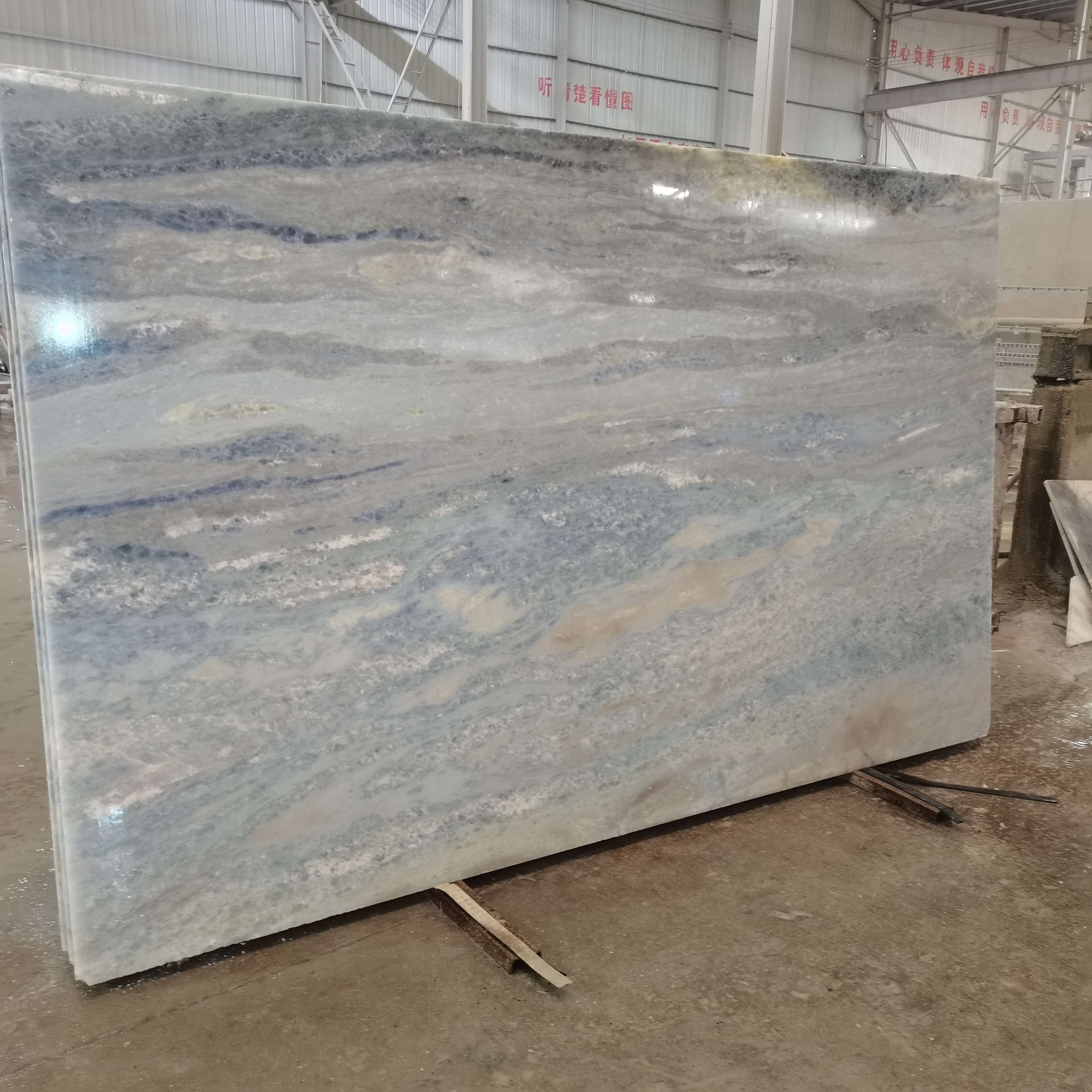 Translucent Natural blueTopaz crystal marble slabs Blue Onyx Marble Slab For Background Wall