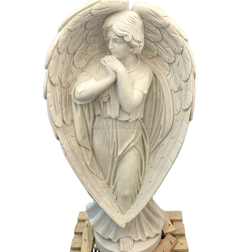 2018 New design angel white marble headstone for grave