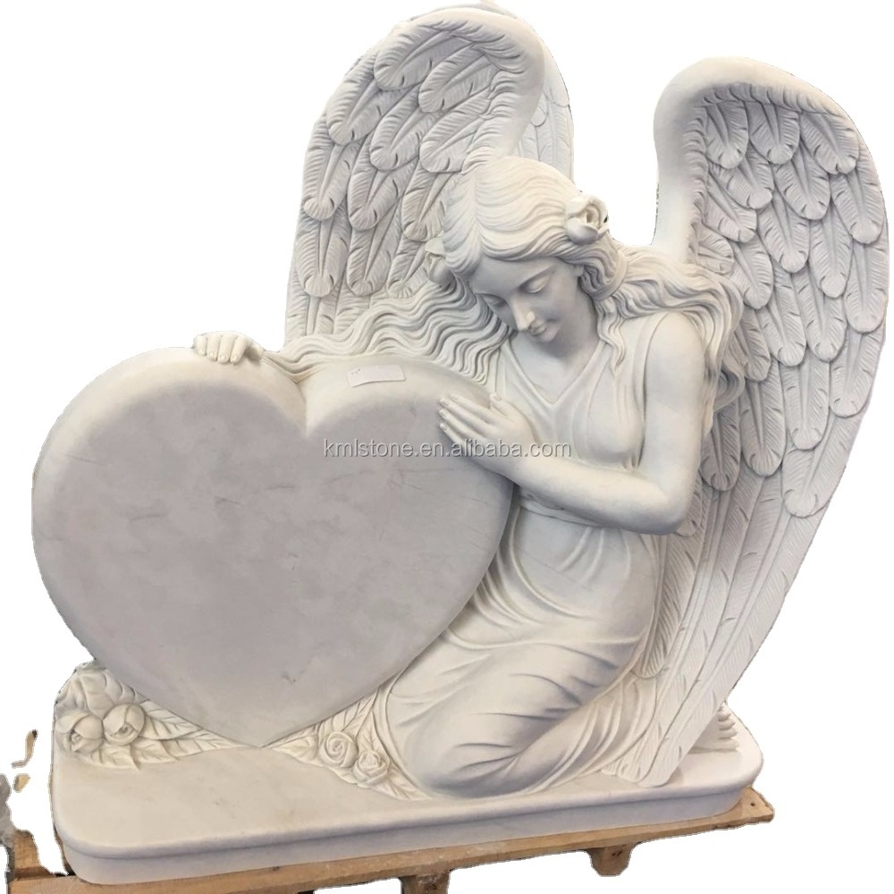 2018 New design angel white marble headstone for grave