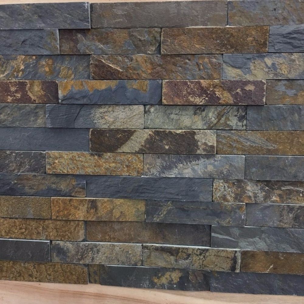 Stack Slate Stone Rectangle Office Building Exterior Wall Tiles Natural Outdoor Tiles Peel and Stick Stone Wall Tiles Split 2cm