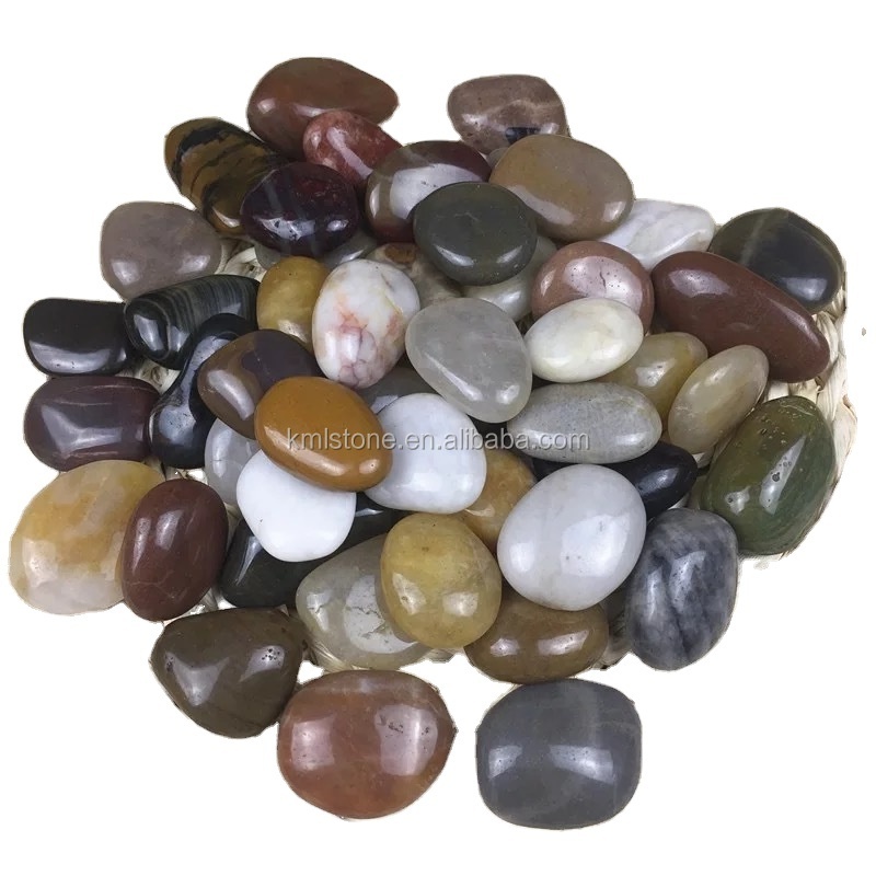 High Polished natural Colored Glowing Pebble stone