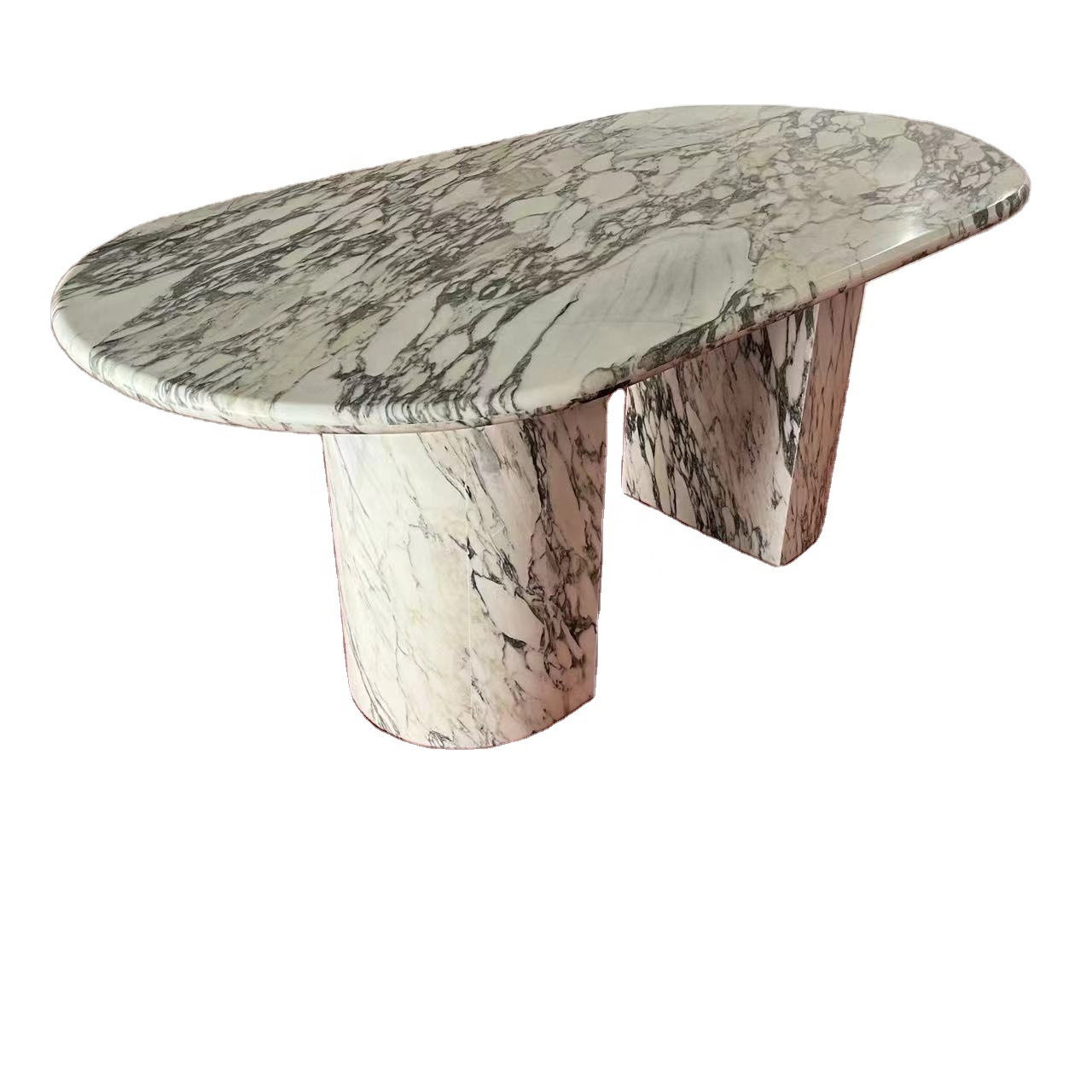 High End Quality Round Oval  Arabescato White Marble Dinning Table On Sale