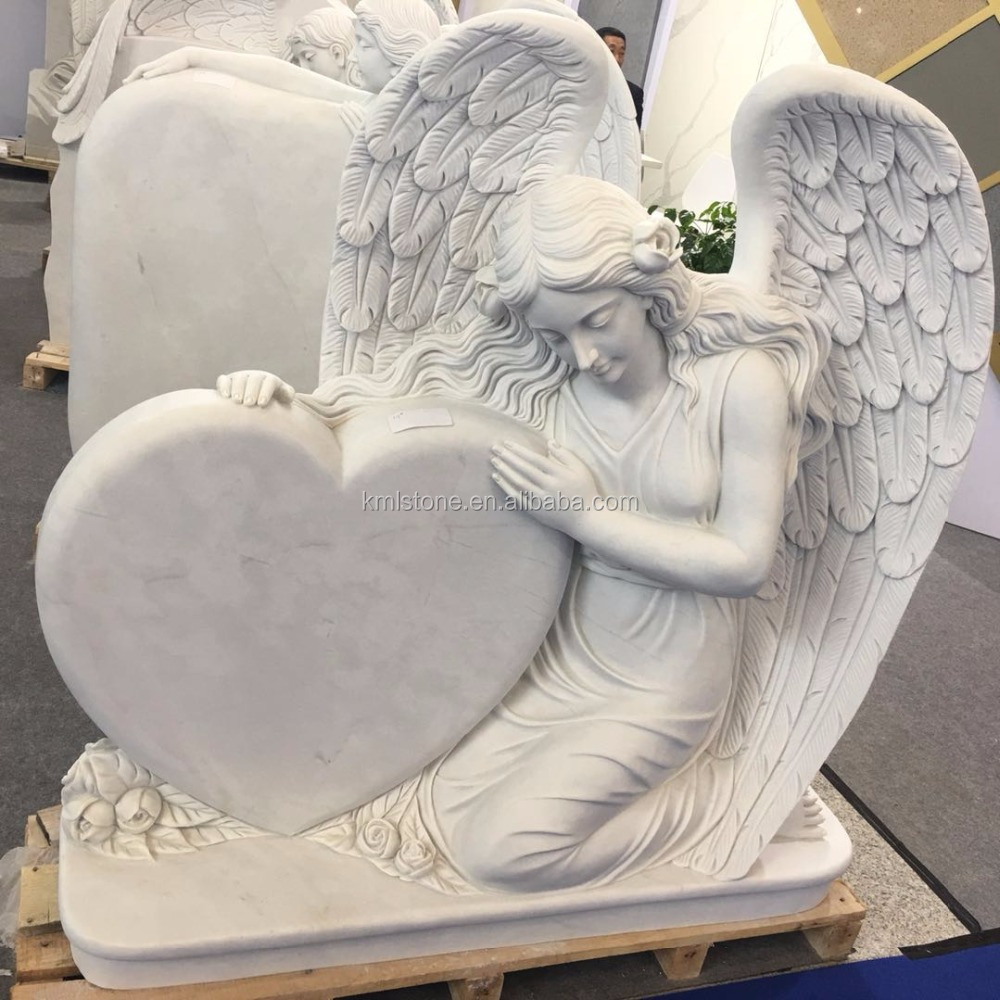 2018 New design angel white marble headstone for grave