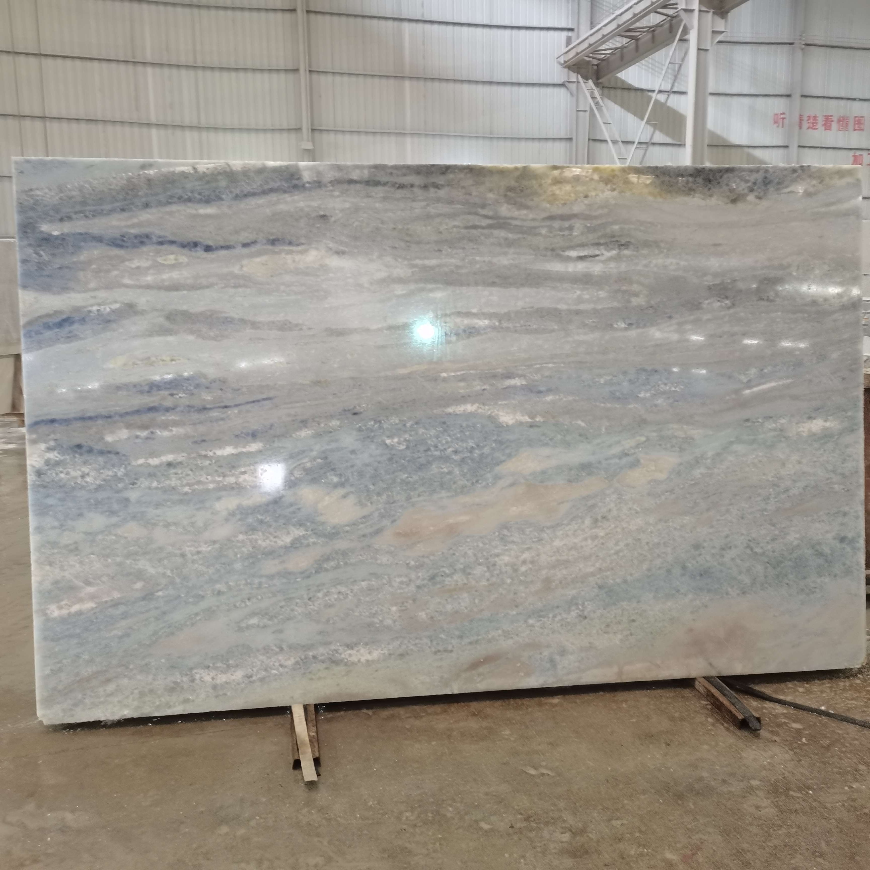 Translucent Natural blueTopaz crystal marble slabs Blue Onyx Marble Slab For Background Wall