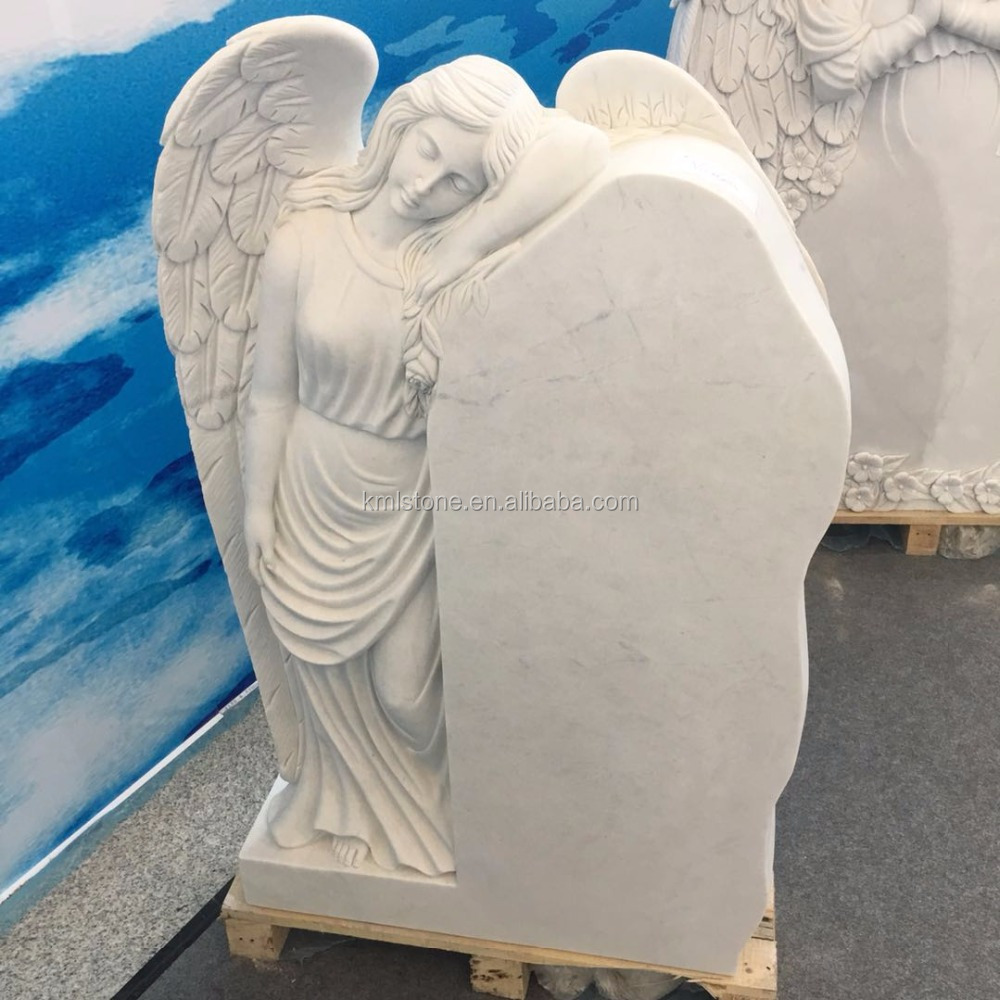 2018 New design angel white marble headstone for grave