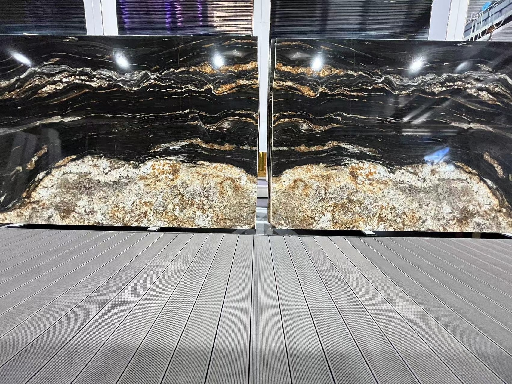 luxury magma gold granite black taurus marble book match gold titanium granite