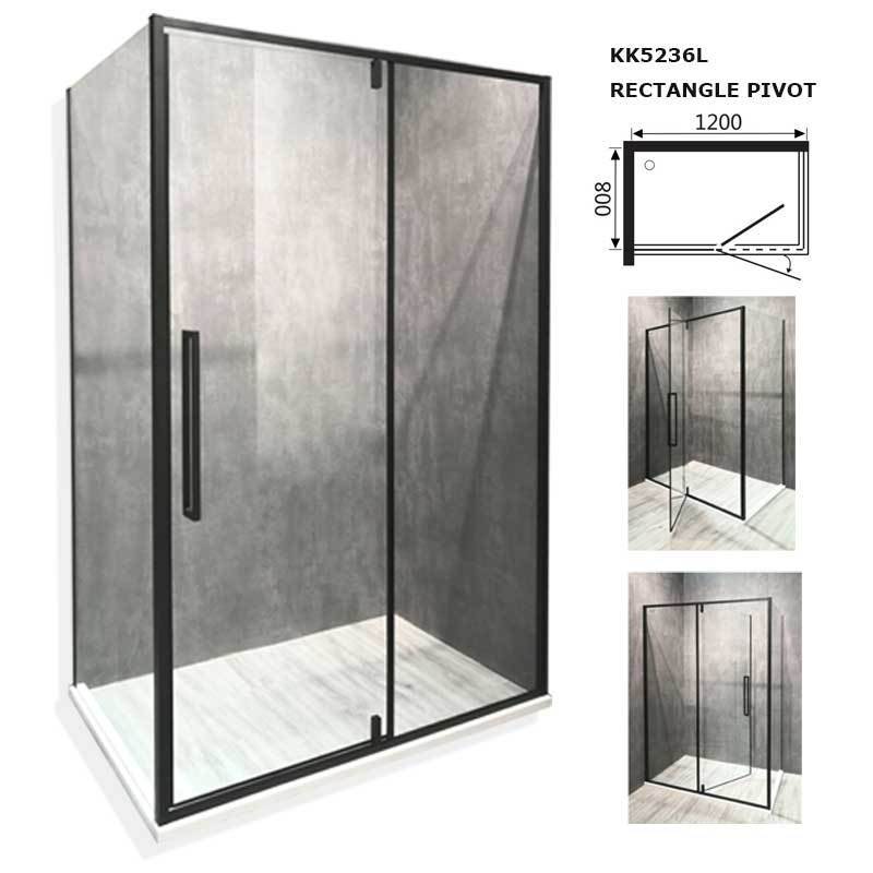 KMRY  KD5236L Wholesale Square Black Shower Enclosure shower doors with Stainless Steel Door Hinges