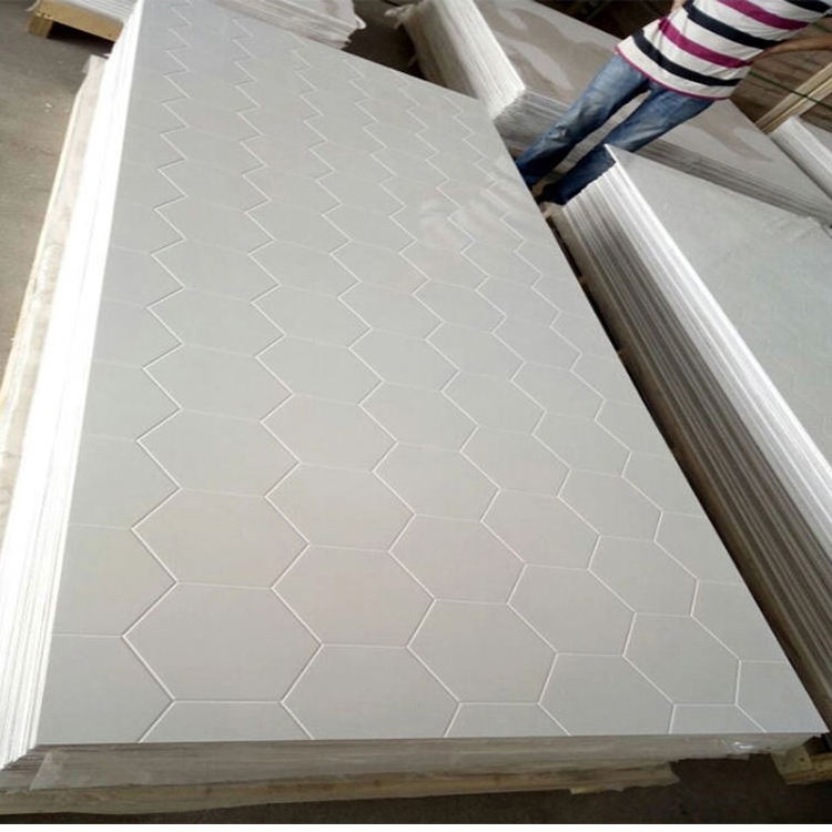 Hexagon Pattern Solid Surface Shower Wall Panel For Bathroom Shower Tub Surround Walls Cast Marble