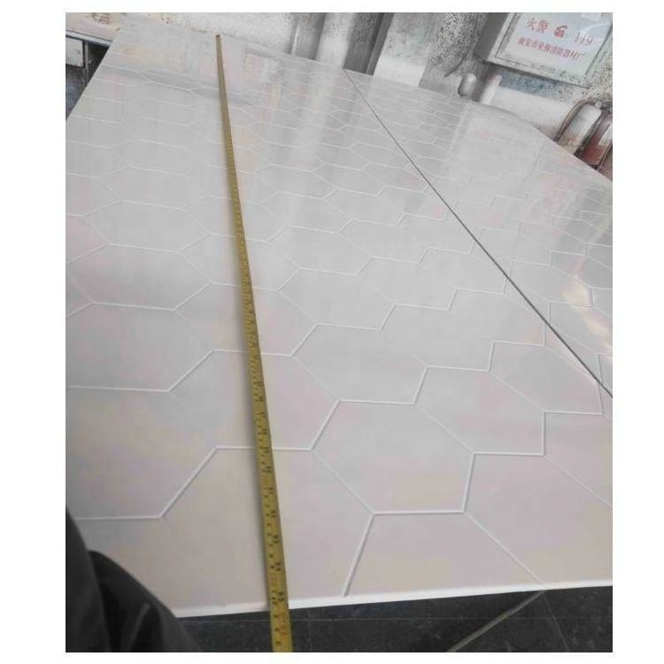 Hexagon Pattern Solid Surface Shower Wall Panel For Bathroom Shower Tub Surround Walls Cast Marble